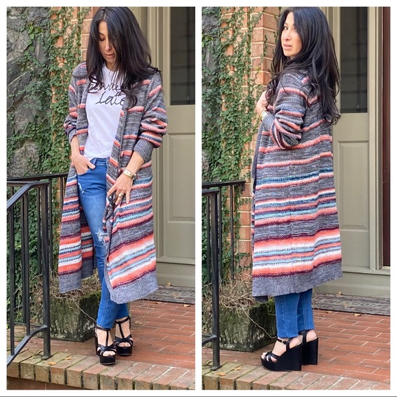 Jackets & Blazers - ✨LAST ONE✨open draped knit multi striped cardigan